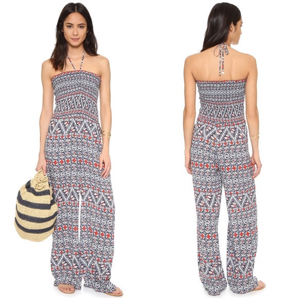 tory burch smocked jumpsuit